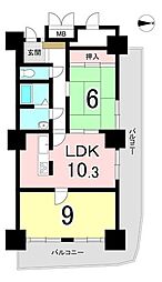 スカイステージ33 2LDKの間取図画像