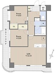 ホーユウパレス鶴ヶ峰 2LDKの間取図画像