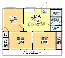 TRハイツ 3DKの間取図画像