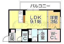 D-ROOM西町 1LDKの間取図画像