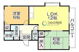 サンハイツ小森野C 2LDKの間取図画像