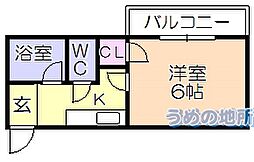 R-BOXOishi 1Kの間取図画像