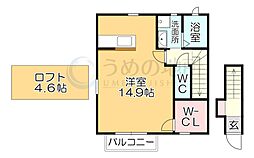 ヴィオーラ壱番館 ワンルームの間取図画像