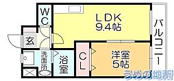 プロスペールS2 1LDKの間取図画像