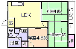 オークスハイツ 3DKの間取図画像