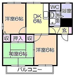 コマンセ21A 3DKの間取図画像