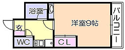 カーサオガワ 1Kの間取図画像
