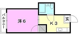 藤岡ビル 3階1Kの間取り