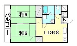 フェアフィールドビル 2LDKの間取図画像