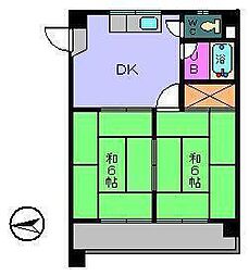 ハイツ清風 2DKの間取図画像