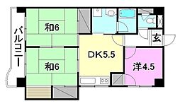 姫原ハイツ 3DKの間取図画像