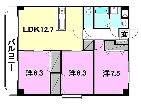 ユーミーKAWAKUBO 107 号室｜愛媛県松山市北吉田町(賃貸マンション3LDK・1階・72.20㎡)の写真 その2
