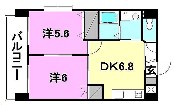 エクセレント　ガーデン 701 号室｜愛媛県松山市柳井町1丁目(賃貸マンション2DK・7階・42.12㎡)の写真 その3