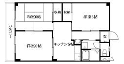 レーベンイケダ土居田2 3DKの間取図画像