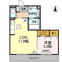 フェリーチェ岩崎 1LDKの間取図画像