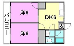 ラブレ吉藤 2DKの間取図画像
