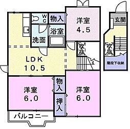 ウエストコートA 3LDKの間取図画像
