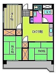 第85杉フラット 3DKの間取図画像