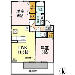 ディアコート 2LDKの間取図画像
