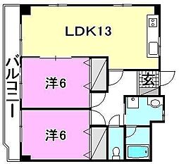 M-COURT湊町 2LDKの間取図画像