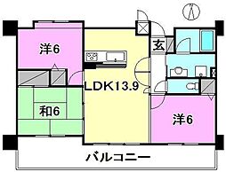 ダイアパレス若草町弐番館 11階3LDKの間取り