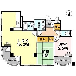 パルコート松山 2LDKの間取図画像