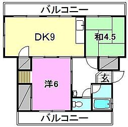 クレインハイツ 2DKの間取図画像