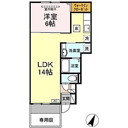 パストラル朝生田 1LDKの間取図画像