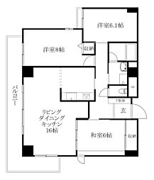 ロイヤルメゾン岩崎町 3階3LDKの間取り