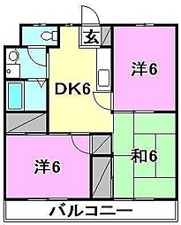 藤マンション 207 号室 2階3DKの間取り