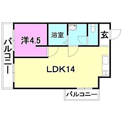 ライブタウン道後 9階1LDKの間取り