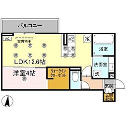 クランツ北井門 1LDKの間取図画像