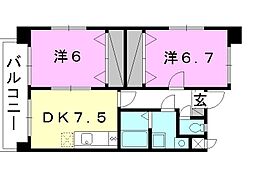Ｍマンション 4階2DKの間取り