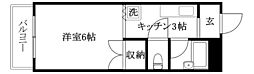コーキハイツ 2階1Kの間取り