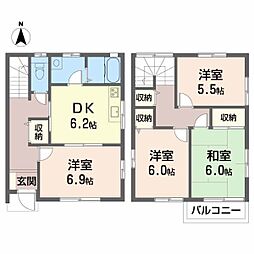 野田一丁目高市借家　Ｂ棟 2階4DKの間取り