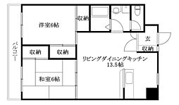 マンション輝宣 2LDKの間取図画像