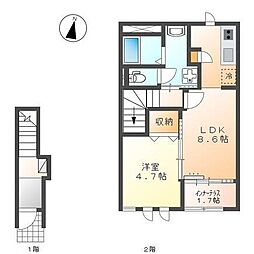 オアシスガーデン立花 1LDKの間取図画像