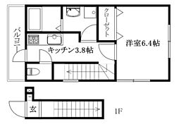 ＥＡＲＬ’Ｓ ＣＯＵＲＴ北条2 201 号室 2階1Kの間取り