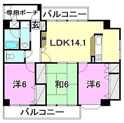 スカイフォレスト 3LDKの間取図画像