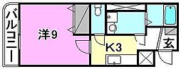 ウエストヒル21 1Kの間取図画像