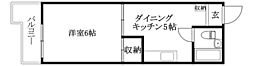 第2せいざん 305 号室 3階1DKの間取り