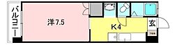 吉野マンション 1Kの間取図画像