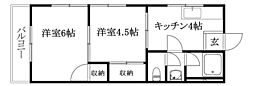 コーポ矢野 2Kの間取図画像