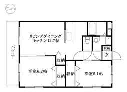 サンハイツカミーリャ 2LDKの間取図画像