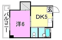 メゾンAD2 1DKの間取図画像
