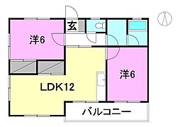 寿ハイツ 2LDKの間取図画像
