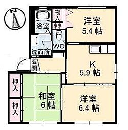 ピュア土居田B 3Kの間取図画像
