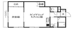 メゾンドール久万ノ台 1LDKの間取図画像