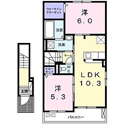 シャンパーニュ・アベニューD 2LDKの間取図画像