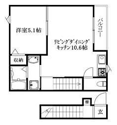 LUMIELE府中1 1LDKの間取図画像